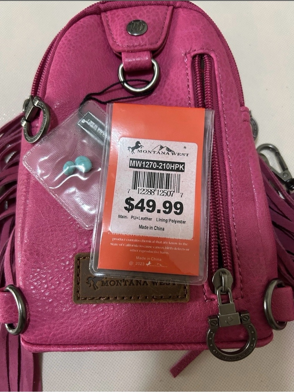 Montana West Magenta Fringe Crossbody with Turquoise Accents - Picture 4 of 7